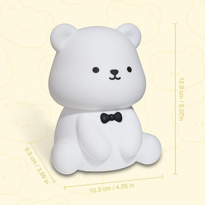 YuanDian Cute Bear Night Light for Kids, Decorate Kids' Bedroom with Silicone Bear Nightlights with 8 Color Lights, Christmas Birthday Gift for Children Toddlers Teens Adults Babies