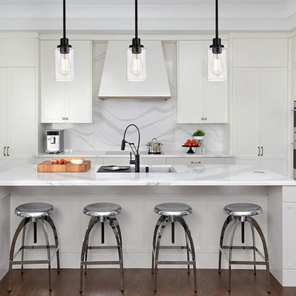 MELUCEE Black Pendant Light 1-Light Modern Dining Room Lighting Fixtures Hanging Mini Chandelier Lighting for Kitchen Island, Pendant Lamp Ceiling Hanging for Stair Hallway