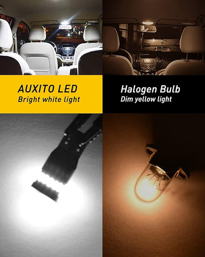 AUXITO 194 LED Bulbs for License Plate Light 168 175 2825 W5W T10 24-SMD 3014 Chipsets 6000K White for Car Dome Door Map Dash Courtesy Cargo License Plate Lights, Pack of 2