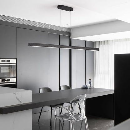 39 Inch LED Linear Pendant Light Black Wood LED Kitchen Island Lighting Dimmable Ceiling Hanging Chandeliers for Dining Room Living Room Bar Pool Table 24W Modern Farmhouse Fixture Black