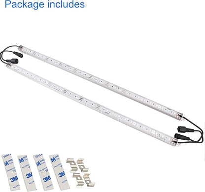 LEDENET 440nm Blue Waterproof LED Grow Light Strips, 12V DC Aquarium LED Strip Aluminum Lighting, 2 pc 20" Blue Boat Rigid LED Lights Strips, Marine LED Lights Bar
