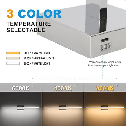 LED Bathroom Vanity Light, Modern Bathroom Light Fixture Over Mirror (3000K/4000K/6000K, Dimmable), Vanity Light Bar with Angle Adjustable, 40 Inch, Chrome