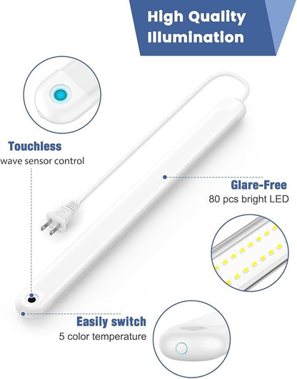MYPLUS 24" Under Cabinet Lighting, Hand Wave Sensor Under Counter Lights for Kitchen, 600LM Bright LED, 5 Color Temps, Dimmable Under Cabinet Lights Plug in for Desk,Sink,Workbench