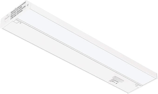 GETINLIGHT 18-inch 3 Color Levels LED Under Cabinet Lighting, Hardwired or Plugged-in, Selectable White 2700K/3000K/4000K, Dimmable, White Finished, IN-0210-2