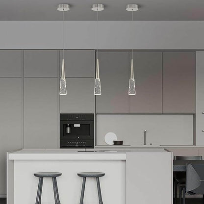 JoollySun Modern Crystal Pendant Light: Brushed Nickel Mini Hanging Light for Kitchen Island Bathroom