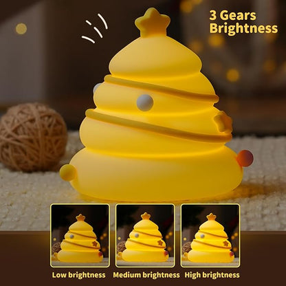 Xmas Tree Night Light, Cute LED Lamp, Silicone Dimmable Nursery Nightlight for Kids, Rechargeable Bedside Touch Lamp, Funny Office Desk Light and Home Decor(Xmas Tree)…