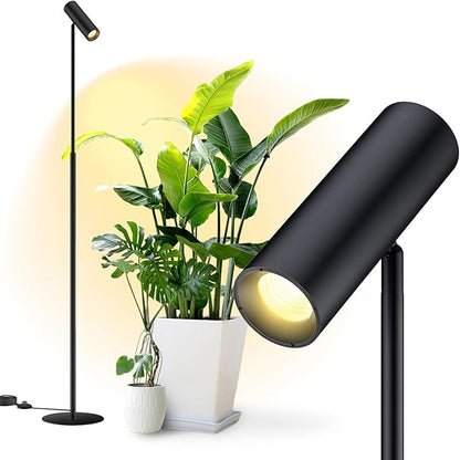 6FT Standing Grow Light for Indoor Plants,25W 3000K Full Spectrum COB Plant Light Bulb, 330° Rotating Head, Metal Floor Grow Lamp with On/Off Switch for Large Plant,Seedling