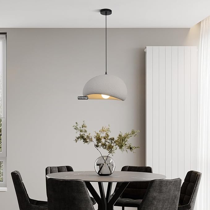 15.7in Wabi Sabi Pendant Light, Kitchen Island Lighting Fixture Ceiling Mount Japanese Lamp Japandi Chandelier for Dining Living Room Hallway Bedroom Restaurant Hanging Lamp, Grey 1 Pack
