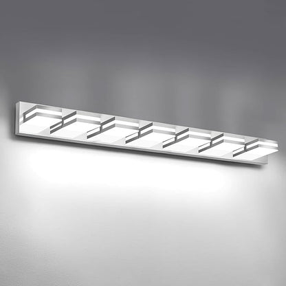 IZORRO LED Modern Bathroom Lights Fixtures(7-Light,Dimmable,360°Rotate),Chrome Acrylic Wall Lighting,Vanity Lights for Bathroom Over Mirror - 6000k 40In （No Assembly Required）