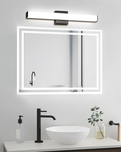 Bathroom Vanity Light Brushed Nickel Square LED 24 inch 14W 4000K Natural White Light Wall Bar Lighting Fixtures Over Mirror (Matte Black, 24inch 4000K Dimmable)