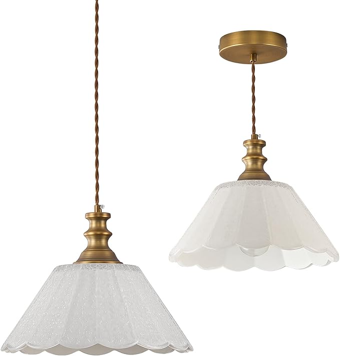 This Kitchen Island Pendant Light Features a Solid Brass Body paired with a high-Transparency Glass Shade