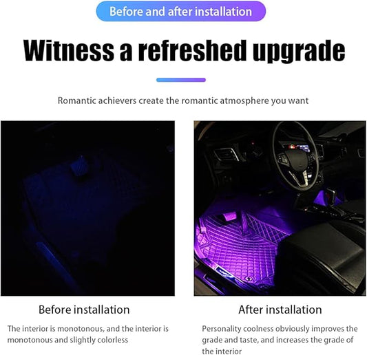 Car LED Atmosphere Lights, Auto Interior Decorative Lamp with Cigarette Adapter Plug, Under Dash Ambient Night Light 12V Car Charger, Vehicle Accessories for Truck, SUV, Sedan (Pink/Purple)