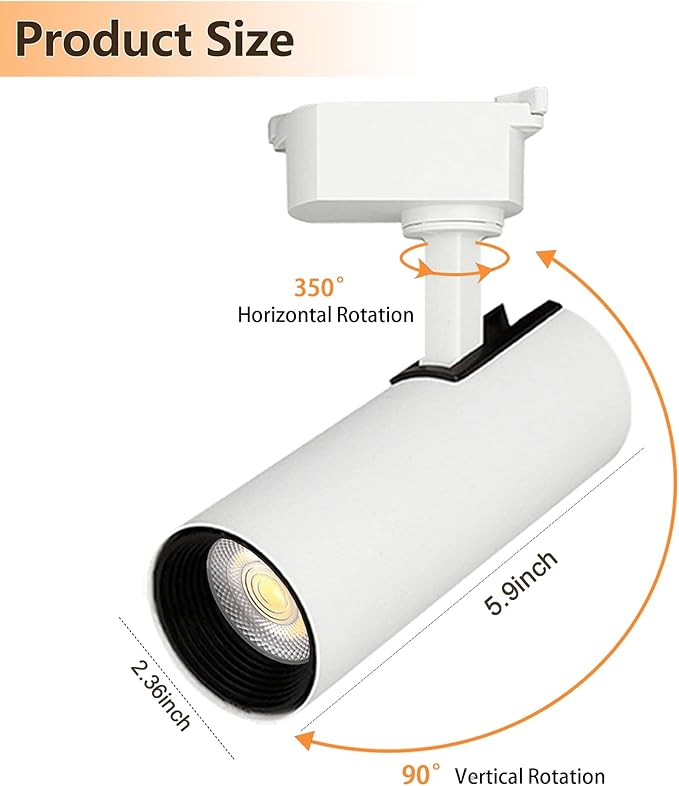 Ultra-Bright H Type White Track Lighting Kit with 26.21 FT Track Rails, 24Heads 6000K Cool White 20W 2400lm, Dimmable Plug in LED Track Lights for Store, Moblie Cart and Office