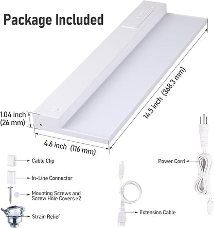 TORCHSTAR Ultra-Slim LED Under Cabinet Lighting Fits 18 Inch Cabinets, 5CCT 12W 900LM, Hardwired & Plug-in, 120V CRI90 Linkable Dimmable Thin Under Counter Lights for Kitchen, ETL T24