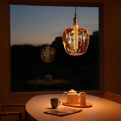 ESCENA Streamline Shape Series LED Decorative Light Bulb, Bubble Ultra-Large Vintage Edison Bulb Dimmable 3.5W, E26, Unique Virtual Filament Vintage Bulbs, Amber Glass, 2000K Soft Warm, UL Listed