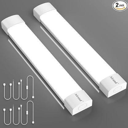 Airand LED Ceiling Light Fixture, 1.43FT Plug in Lights 2PCS, IP66 Water-Proof Linkable Tube Lights 5000k 16W Light Bar Under Cabinet Lighting Shop Kitchen Workbench Closet Corded with ON/Off Switch