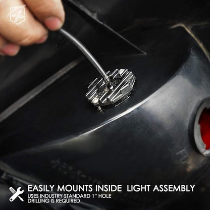 Xprite Hideaway Strobe Lights White LED Strobe Light Kit with 14 Flash Patterns Grill Strobe Lights for Trucks Surface Mount Headlight Taillight Emergency Warning for Work and Tow Vehicles - 1PC