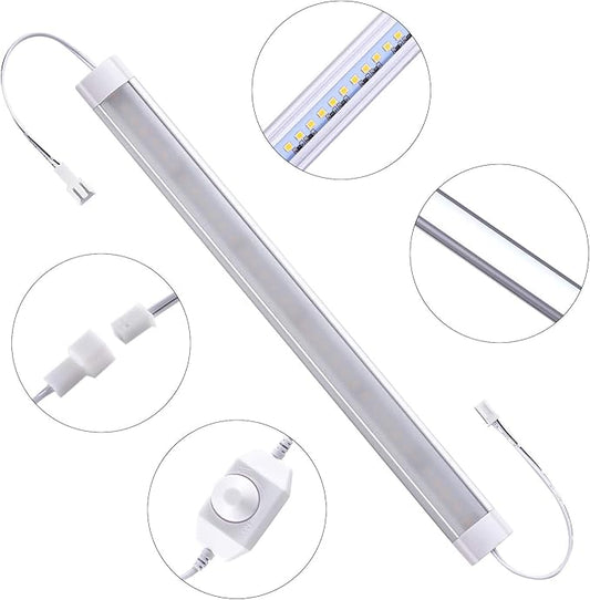 LABOREDUCER LED Under Cabinet Lighting with Plug in 10 Pack,11inch Dimmable LED Under Cabinet Lights with Rotary Dimmer Switch, Cold White Linkable Under Counter Lights for Kitchen (Cold White)
