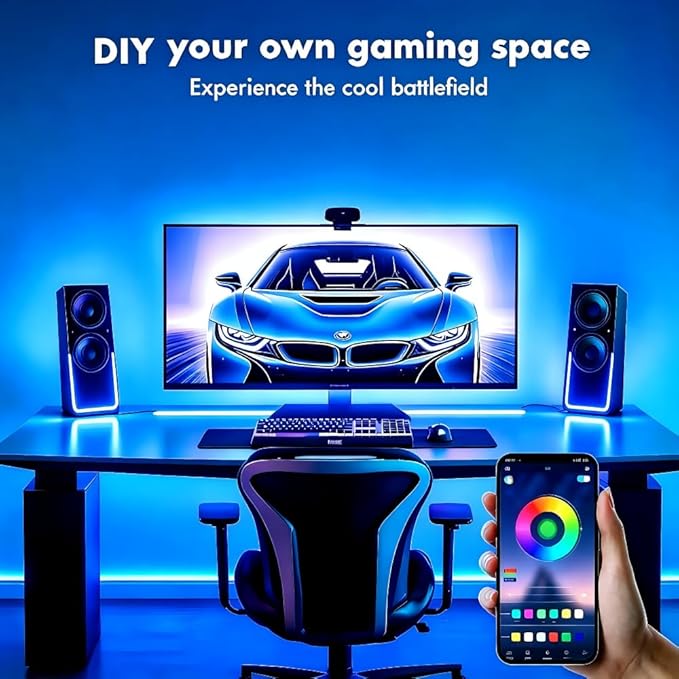 TV LED Backlight, RGB TV Backlight for 32-43 inch TVs,Smart APP Remote Control,Music Sync Color Changing Strip Lights,Led Strip Lights USB Powered for Bedroom,Gaming,Kitchen,Living Room