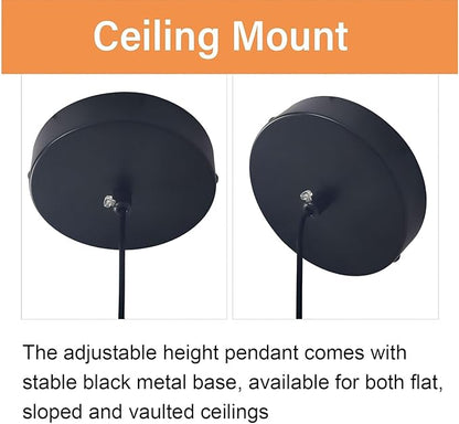 2 Pack Black Pendant Lights, Modern 3W LED Pendant Light Fixtures for Kitchen Island, Long Tube Hanging Light Cord Adjustable for Dining Table Bedroom Bar Hallway (23.6 Inch, 3000K)