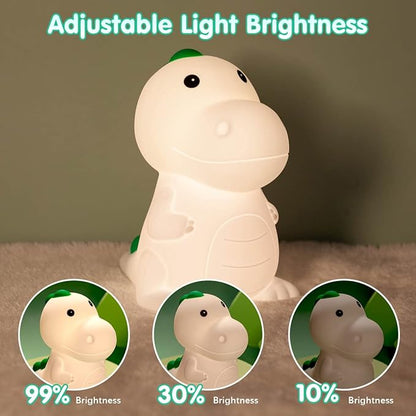 LED Cute Dinosaur Night Light, Cute Silicone Dinosaur Lamp and Animal NightLight, LED Squishy Animal Light for Sleep, Kawaii Bedside Lamp Room, Rechargeable Bedside Touch Silicone Lamp