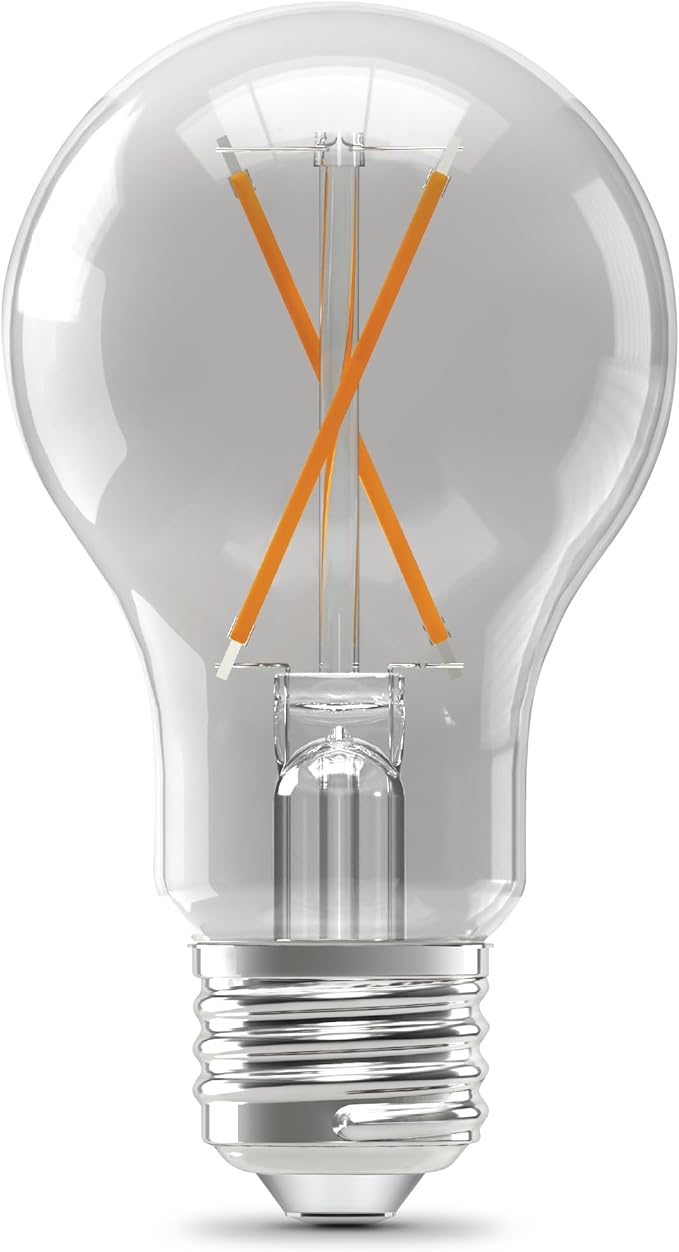 Feit Electric A19 LED Filament Light Bulbs, 40W Equivalent, 3000K Bright White, 450 Lumens, Dimmable, 90+ CRI, 17,000-Hour Life, Vintage Style, A1940CL930CA/FIL/4, 4-Pack