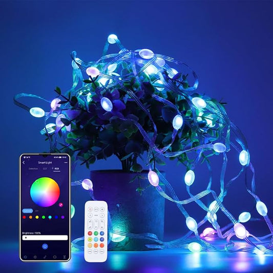 24-Foot Smart USB Fairy LED Strip Lights with App & Remote Control - Color Changing, DIY, Music Sync & Timer Modes, IP20 Waterproof, Ideal for Festival/Party/Christmas Decorations/Room