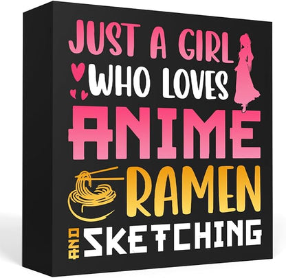 Anime Decor, Just a Girl Who Loves Anime Anime Room Decor Wood Sign, Girls Anime Gifts Rustic Anime Lovers Wooden Sign for Home Living Room Girl Bedroom Decoration Gifts