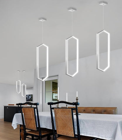 Ring Dimmable Pendant Lighting Adjust LED Mini Chandelier Ceiling Light Fixtures for Kitchen Island Dining Room Living Room Bedroom Hallway Silver