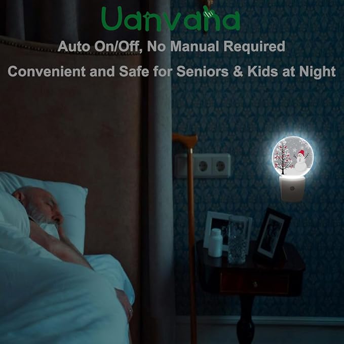 Snowman Ball Night Light Red Xmas Ball Christmas Night Lights Plug into Wall for Boys Girls, Plug-in Nightlight 0.5W LED Lighting for Stairway Hallway Bedroom