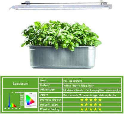 2FT Suction Cup Style Plant Grow Light,12W, LED Grow Lamp Fixture on Wall, Seed Starter kit, 6500K Cool White, Enhanced Blue Light, Height Adjustable, Herbs Growing lamp, IP54