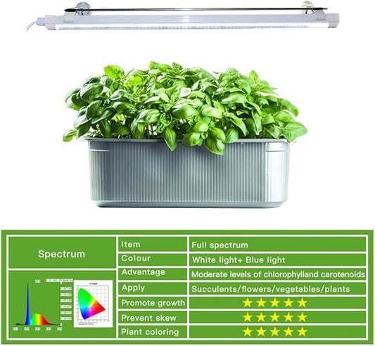 2FT Suction Cup Style Plant Grow Light,12W, LED Grow Lamp Fixture on Wall, Seed Starter kit, 6500K Cool White, Enhanced Blue Light, Height Adjustable, Herbs Growing lamp, IP54