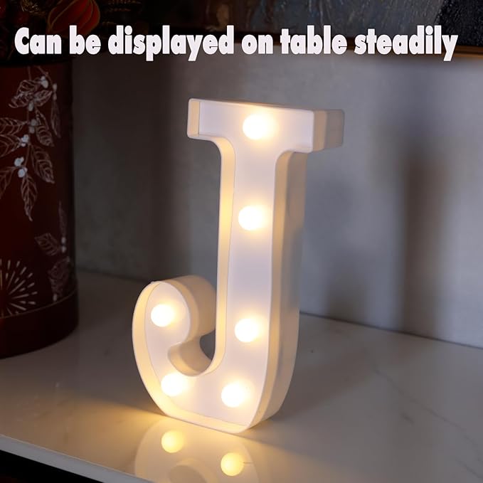 Small Led Marquee Letters, Light Up Letters, 8.58 Inch Led Letter Lights, Battery Powered Lighted Sign for Table, Party, Birthday, Christmas Decor (Letter J)
