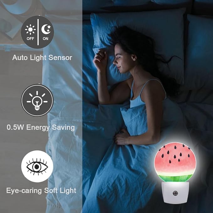 Watermelon Night Light Plug-in Sleep Lamp Led Dusk to Dawn Night Light for Bedroom