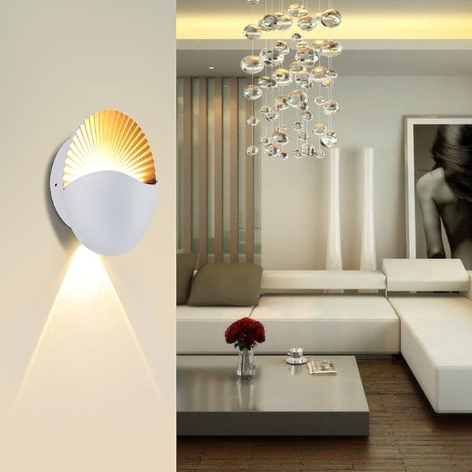 Kawell Modern Creative 12W LED Wall Sconce Waterproof Wall Light Indoor Outdoor Wall Lamp Sunrise Effect Art Deco for Bedroom Living Room Bathroom Cafe Lounge Corridor Stairs,White 3000K