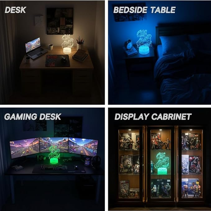 3D Illusion Night Light LED Lamp with Remote Control 16 Color Changing Visual Bedroom Decoration (Smiles 1)