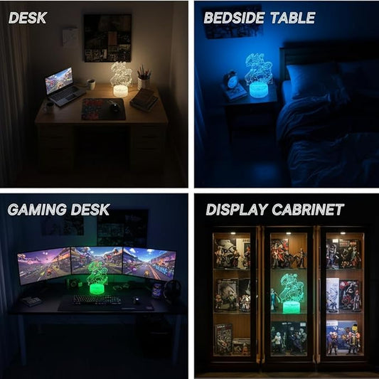 3D Illusion Night Light LED Lamp with Remote Control 16 Color Changing Visual Bedroom Decoration (Smiles 1)