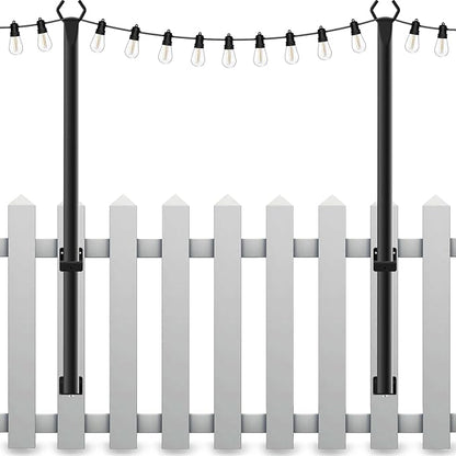 Mutovlin 2 Pack String Light Poles,5 Ft Light Poles for Outside String Lights,Outdoor Lights Pole with Fork,Metal Poles Stand for Patio Deck Backyard
