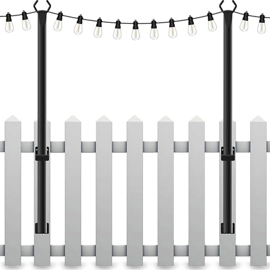 Mutovlin 2 Pack String Light Poles,5 Ft Light Poles for Outside String Lights,Outdoor Lights Pole with Fork,Metal Poles Stand for Patio Deck Backyard