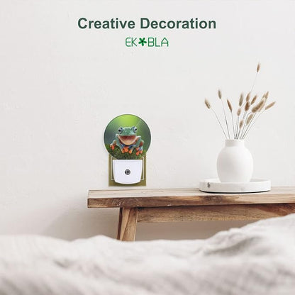 EKOBLA Frog Plug-in Night Light, Cute Green Pond Animal LED Nightlight with Auto Sensor, Dusk to Dawn Lighting for Bedroom & Bathroom