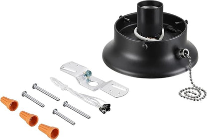 Aspen Creative 22101-01-1, Flush Mount Ceiling Fixture Shade Holder Kit with On/Off Pull Chain Switch in Matte Black Finish 3-5/8" Fitter, 4-7/8" Diameter x 1-7/8" Height