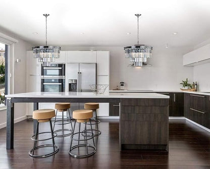 Crystal Chrome Chandelier Modern Chandeliers Lighting 4 Lights Pendant Ceiling Light Fixture 3-Tier for Dining Room Living Room Kitchen Island