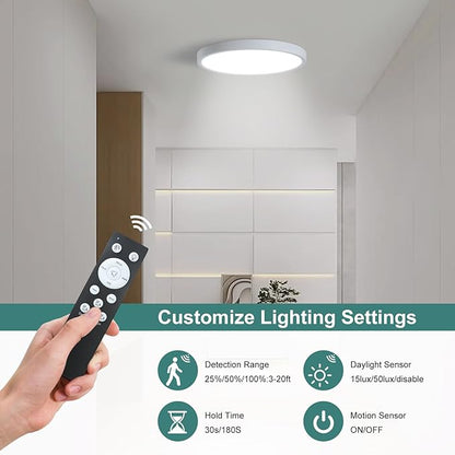 7 INCH Motion Activated Closet Light, Flush Mount Light Fixture, Motion Sensor Ceiling Lights for Closet Hallway Porch Laundry Garage Basement, Motion Light 3000k/4000k/6000k White