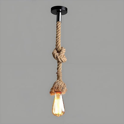 1 Head 1.5 Meter Vintage Hemp Rope Pendant Light Fixture E26/E27 Base, Vintage Ceiling Light Lamp,Retro Style for Dining Hall Restaurant Bar Lighting(Bulb not Included)