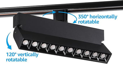 LEONLITE 24W Dimmable LED Track Lighting Heads, for H Type Track Rails, 100-277V, ETL Listed, CRI90, 1300LM, Flicker Free Ceiling Track Light Fixtures for Art, 3000K Warm White, Black, Pack of 2