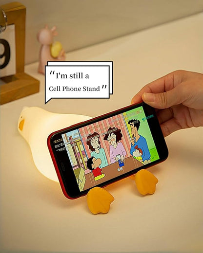 Lying Flat Duck Night Light, Squishy Duck Lamp with Tap Control, 30-Min Auto-Off Timer, Rechargeable Silicone Bedside Lamp for Kids Adults, [Mothers Day Gifts]