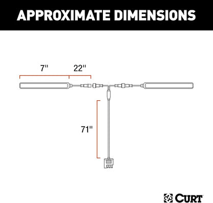 CURT 53201 Auxiliary Automotive LED Light Strips for Hitch Cargo Carrier, Bike Rack, 2-Pack