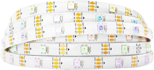 BTF-LIGHTING WS2812B IC RGB LED Strip,UL Listed,Pure Gold Wires,DC5V 16.4FT 150LED 5050SMD,Individually Addressable,Flexible for DIY Chasing Full Color Project,3M Tape,IP65(No Adapter or Controller)