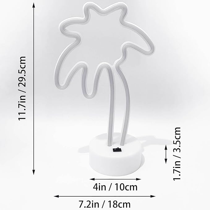 Green Palm Tree Neon Sign for Bedroom, LED Palm Tree Lamp, USB/Battery Operated, Small