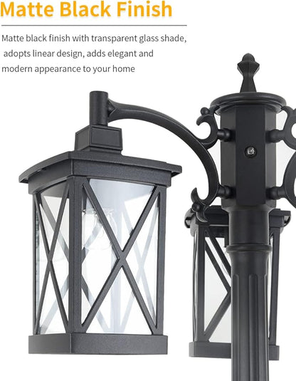 Modern Outdoor Street Light 82.7" H Dusk to Dawn 3-Head Post Lights Outside with Outlet Waterproof Outdoor Lamp Post Lights Street Lantern 3 Light in Black for Exterior Yard